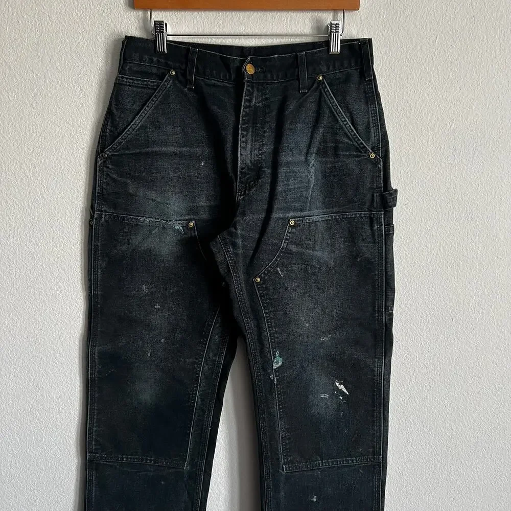 Carhartt faded black double knee work wear carpenter pants